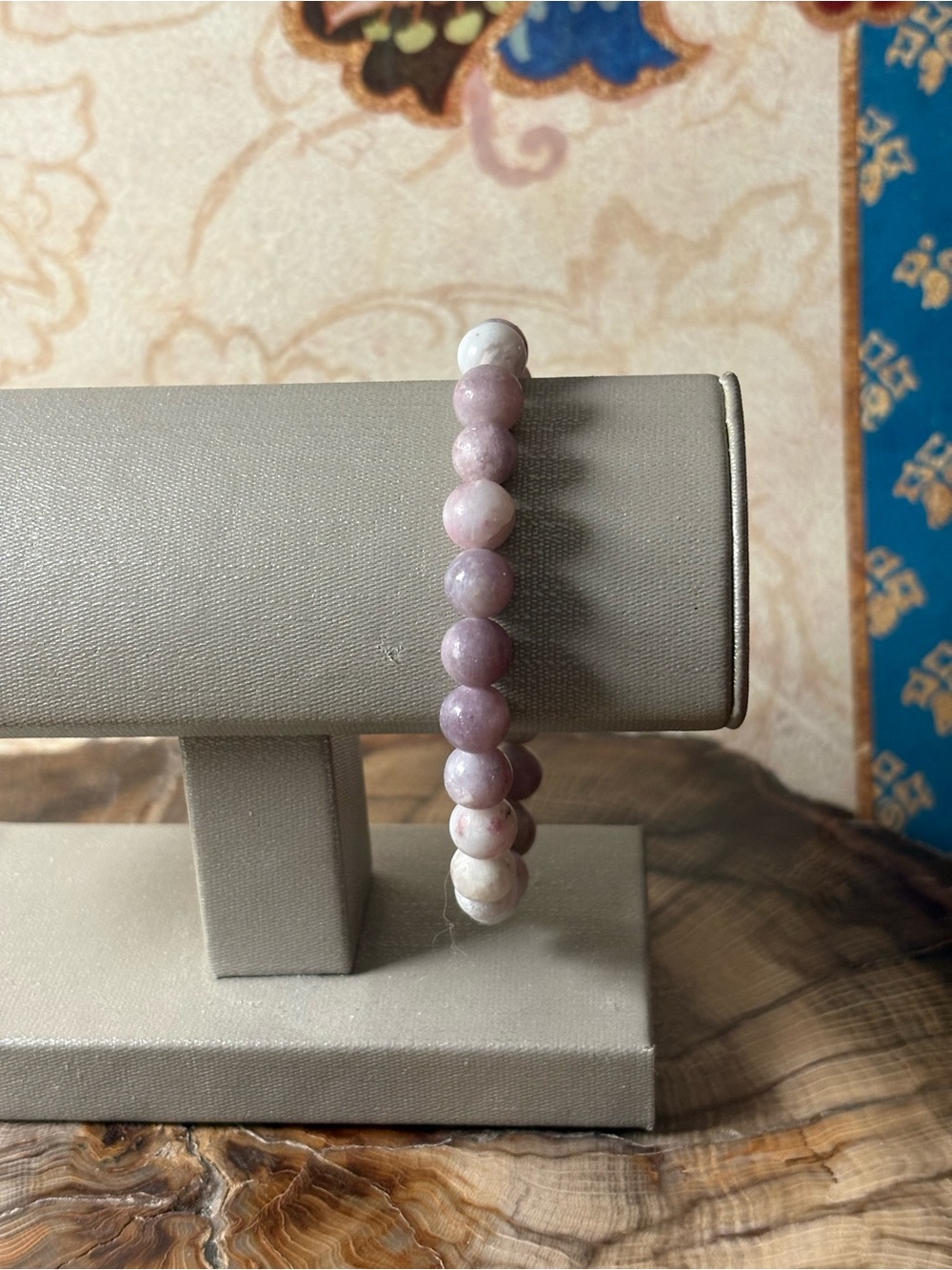 Hand Crafted Lilac Kunzite Gemstone Beaded Stretch Bracelet